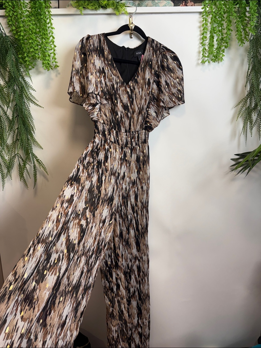 MSK Black and Brown Patterned Jumpsuit